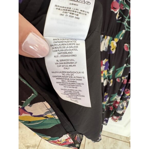 Lauren Ralph Lauren black Short Sleeve Floral Mini Dress Size 12 - Picture 8 of 9